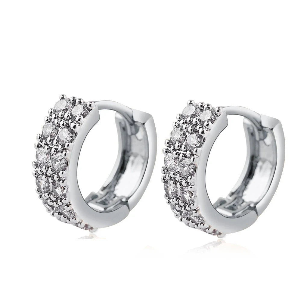 Two-color Plating Fine Zircon-embedded Earrings Women