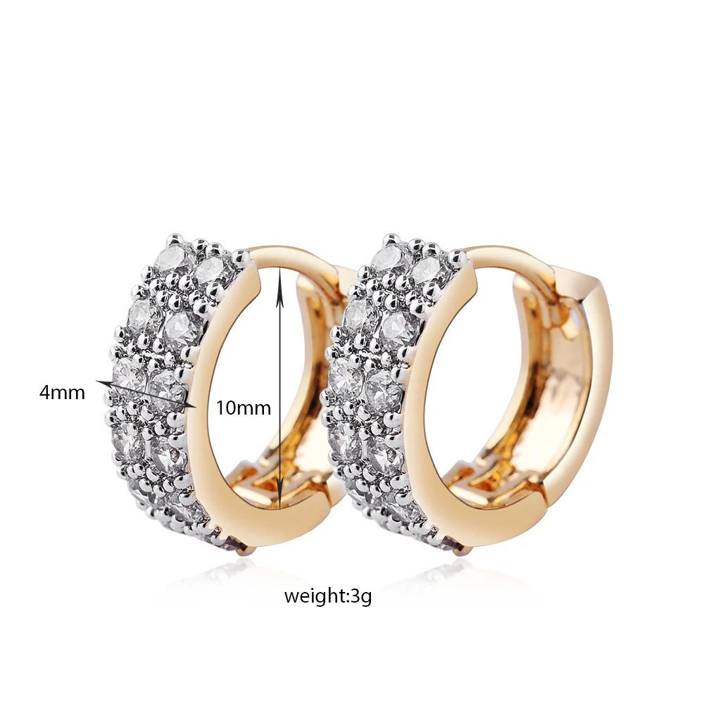 Two-color Plating Fine Zircon-embedded Earrings Women