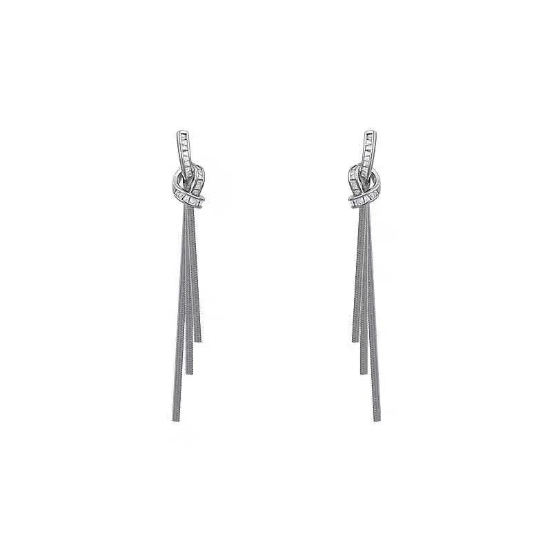 Niche Long Fringe Earrings Female Knot