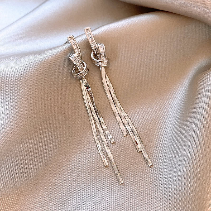 Niche Long Fringe Earrings Female Knot