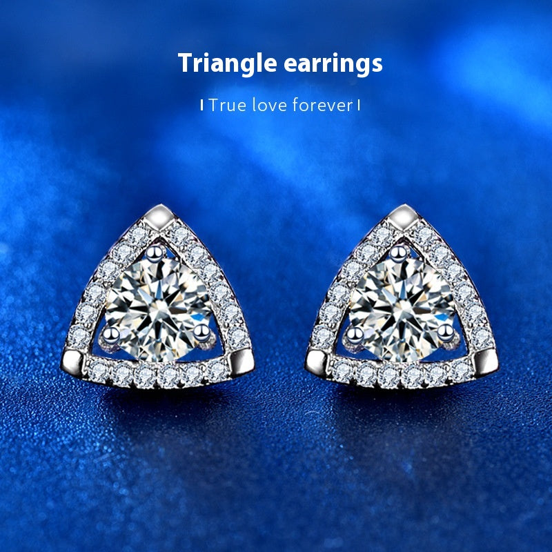 925 Sterling Silver Triangle Temperament Earrings