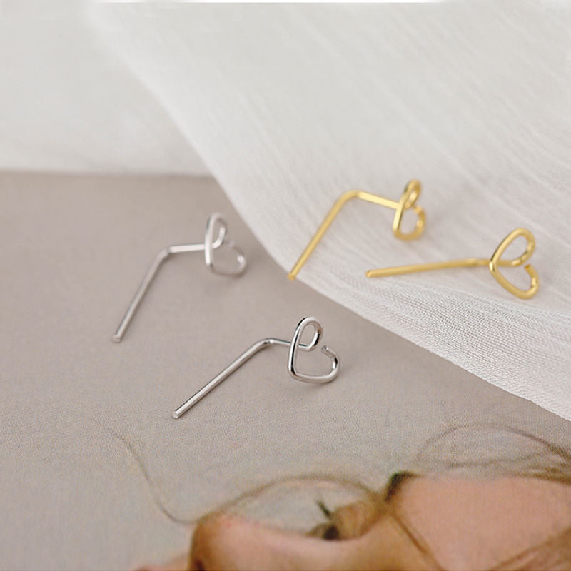 Hollow Heart Ear Studs Female Simple Cold Style