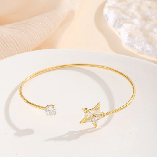 Fashion Women's Bracelet Five-pointed Star Copper Inlaid Zircon