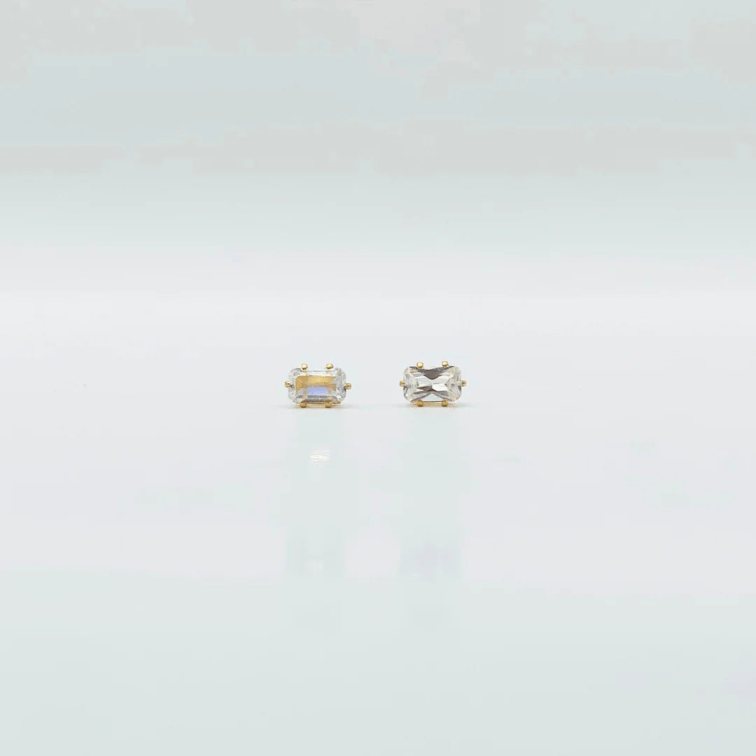 3 mm Cubic Zirconia Emarald Cut | Stainless Steel | 18K Gold Plated