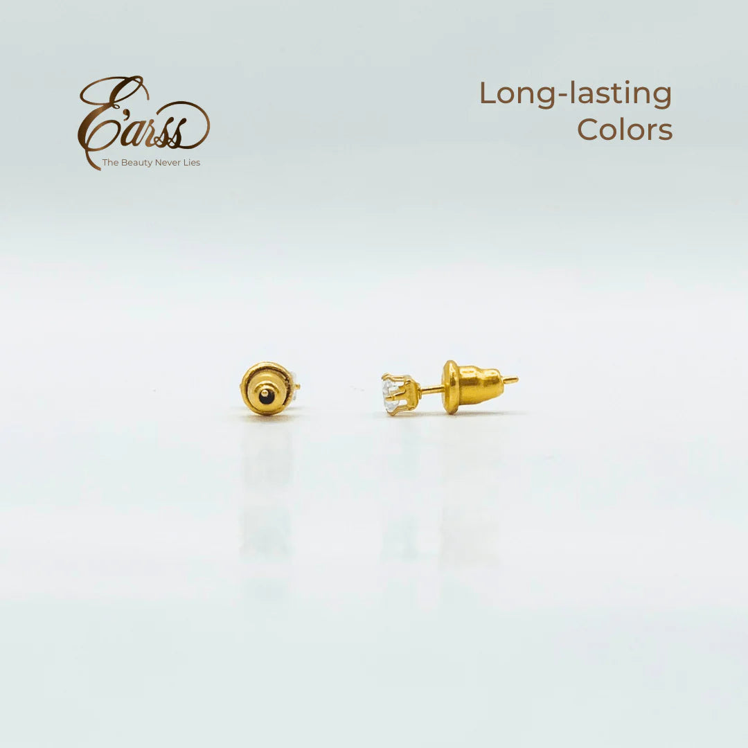 3 mm Cubic Zirconia Emarald Cut | Stainless Steel | 18K Gold Plated