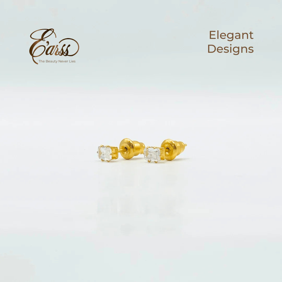 3 mm Cubic Zirconia Emarald Cut | Stainless Steel | 18K Gold Plated