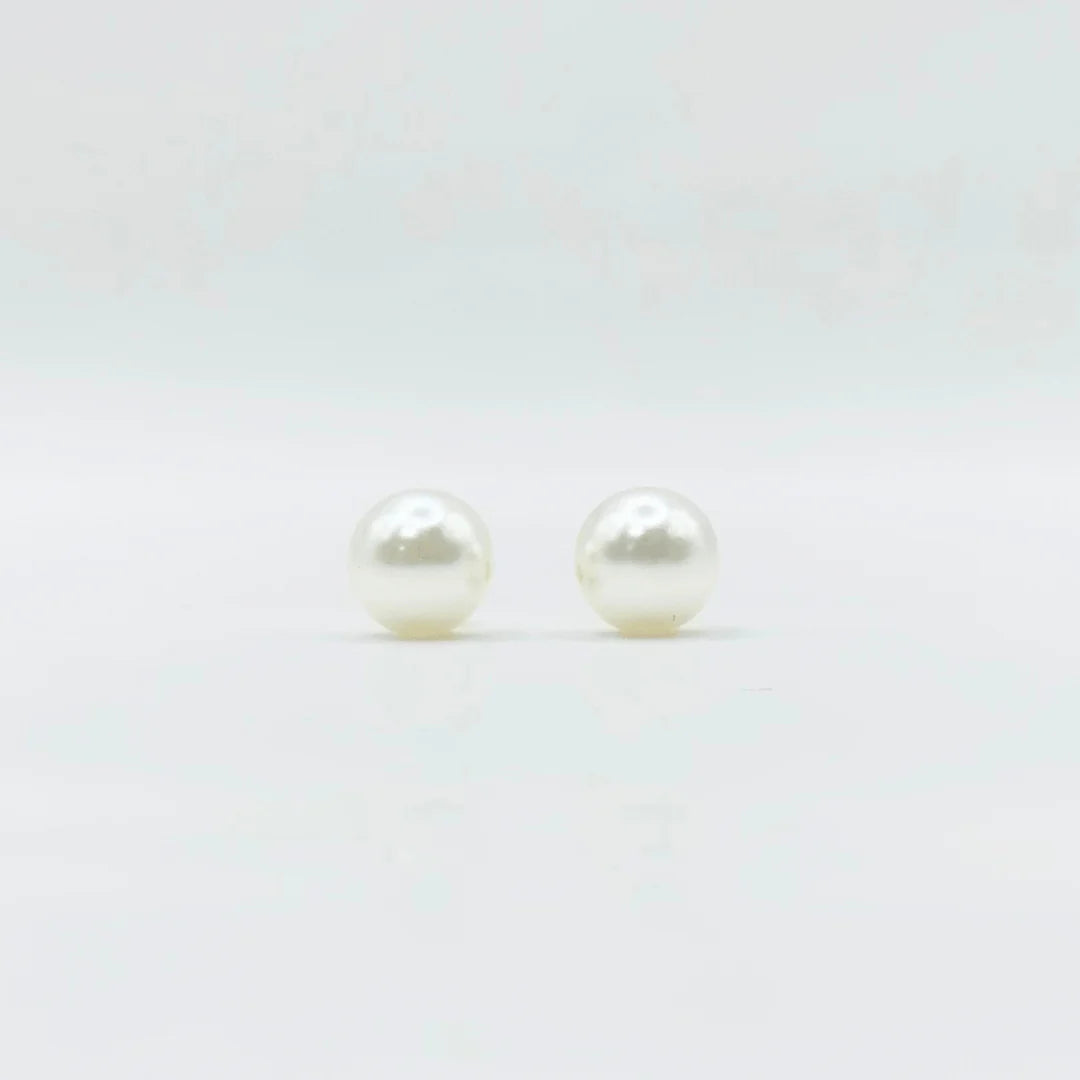 10 mm White Pearl With Post Earring | Stainless Steel | Gold Plated